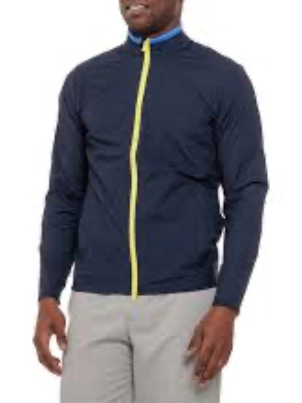 Greyson Navy Windbreaker with Yellow Zip and Blue Collar Trim